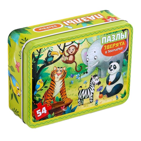 Зверята в зоопарке - пазл в металлической коробке Puzzle Time 4637538
