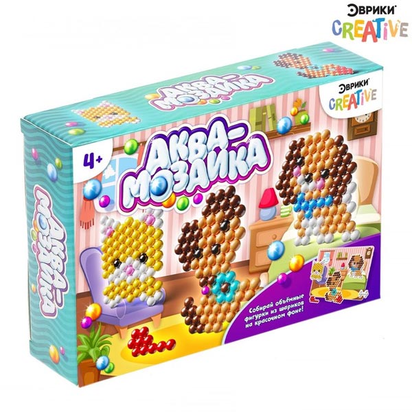 Зверята - аквамозаика с декорациями Эврики 4378603