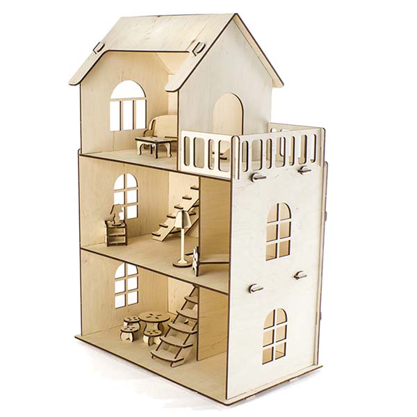 Кукольный домик с мебелью - кукольный дом Woody 02529