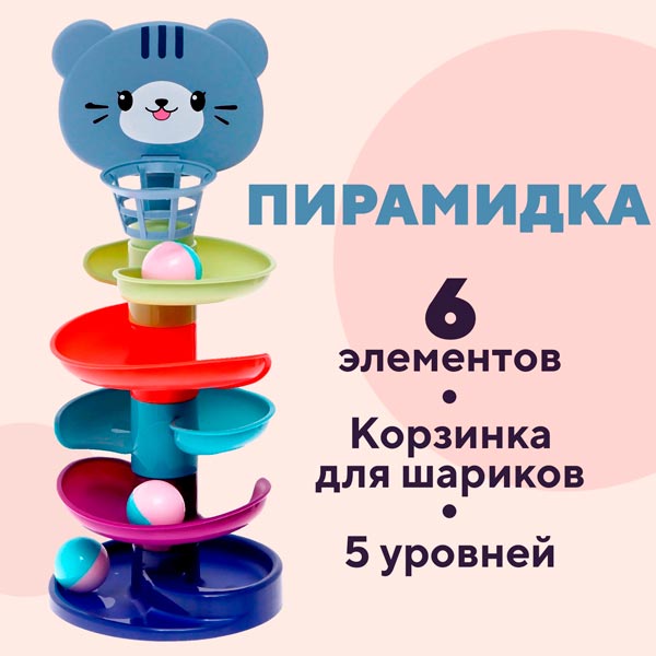 Попади в корзину - развивающая пирамидка IQ-ZABIAKA 7865400